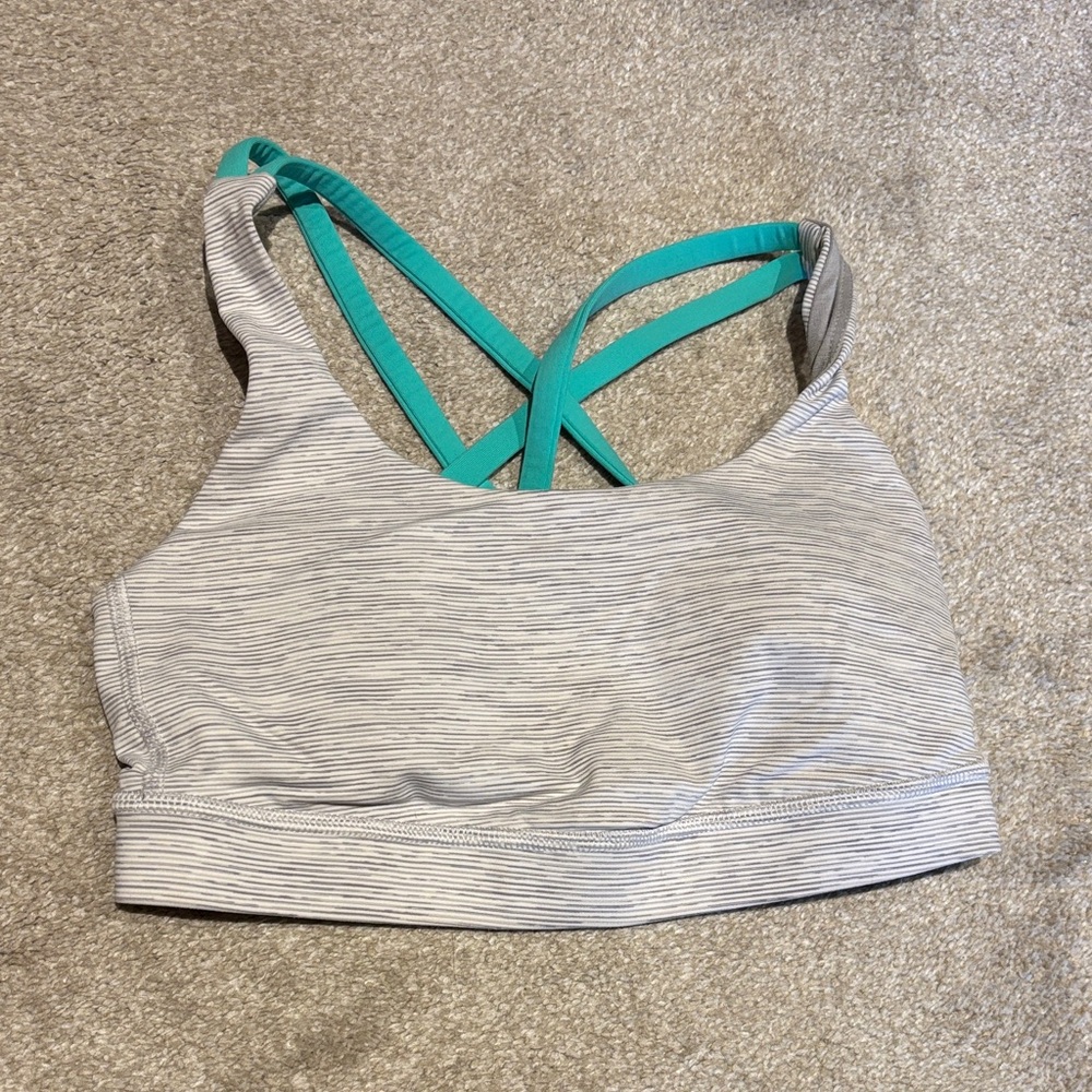 lululemon Gray and Teal Sports Bra
